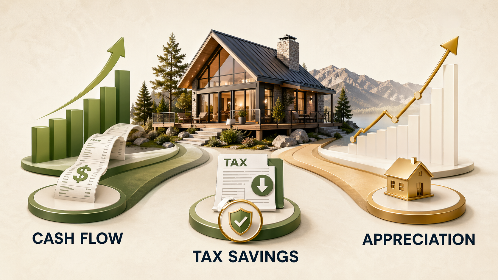 Cash flow, tax savings, and appreciation short-term rental model