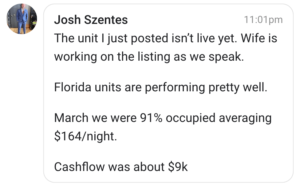 Josh Szentes â€” $9K cashflow